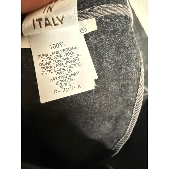 Brunello Cucinelli Gray Polka Dot Mid Rise Slim Fit Italian Virgin Wool Pants 4 - Picture 10 of 11